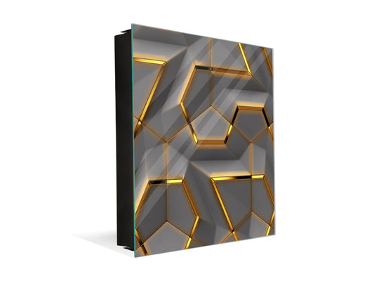 Wall Mount Key Box together with Decorative Dry Erase Board KN09 Colourful Variety Series: Glossy geometric modules