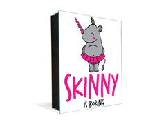 Tableau en verre avec surface magnétique et cadre pour clés K07 Dessin de rhinocéros