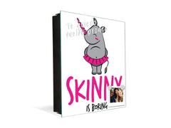 Tableau en verre avec surface magnétique et cadre pour clés K07 Dessin de rhinocéros