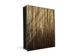 Decorative Key Box with Magnetic Glass Dry-Erase Board KN08 Golden Waves Series: Gold glitter