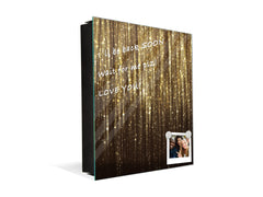 Decorative Key Box with Magnetic Glass Dry-Erase Board KN08 Golden Waves Series: Gold glitter