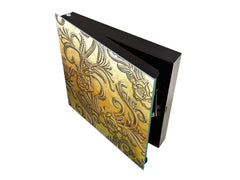 Key Cabinet Storage Box with Frameless Glass White Board KN10 Decorative Surfaces Series: Metal flowers