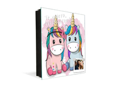 Cassettina decorativa per chiavi con immagini a scelta K07: Unicorni su un cuore