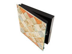 Decorative key Storage Cabinet with Glass White Board KN07: Medieval Italian wall pattern