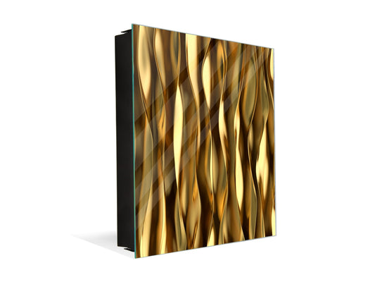 Decorative Key Box with Magnetic Glass Dry-Erase Board KN08 Golden Waves Series: Liquid gold 1