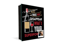 Tableau en verre avec surface magnétique et cadre pour clés K16 Doodle textes Superpuissance