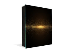 Decorative Key Box with Magnetic Glass Dry-Erase Board KN08 Golden Waves Series: Sparkling golden dust