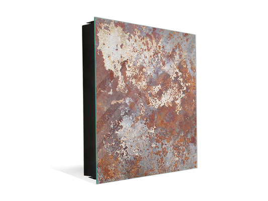 50 keys cabinet with Decorative front panel and Glass white board KN04 Rusted textures Series: Rusted metal
