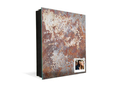 50 keys cabinet with Decorative front panel and Glass white board KN04 Rusted textures Series: Rusted metal