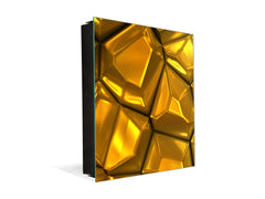 Decorative Key Box with Magnetic Glass Dry-Erase Board KN08 Golden Waves Series: Gold bars