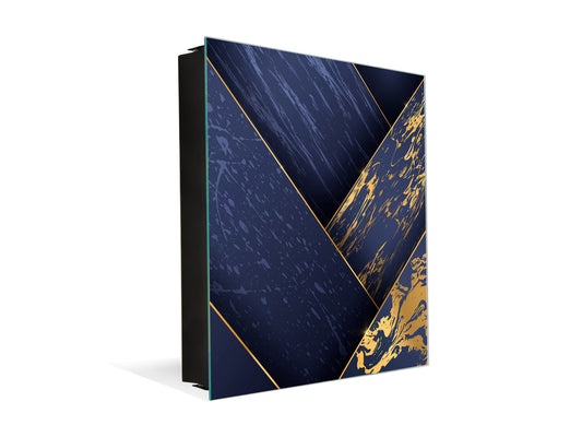 Key Cabinet Storage Box with Frameless Glass White Board KN10 Decorative Surfaces Series: Luxury blue panels