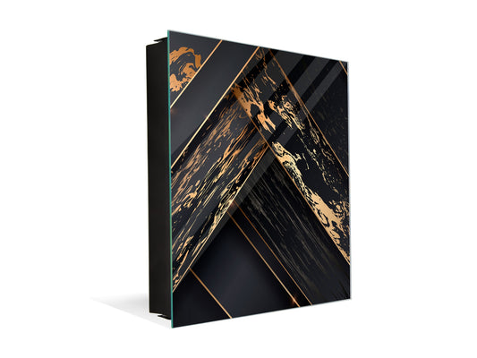 Key Cabinet Storage Box with Frameless Glass White Board KN10 Decorative Surfaces Series: Luxury black panels