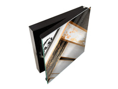Key Cabinet Storage Box with Frameless Glass White Board KN10 Decorative Surfaces Series: Black and white interwoven with gold 1