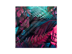 Decorative key Storage Cabinet with Glass White Board KN07: Abstract tropical leaves