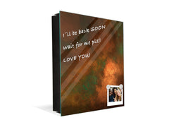 50 keys cabinet with Decorative front panel and Glass white board KN04 Rusted textures Series: Oxidized copper with green accents