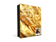 Decorative Key Box with Magnetic Glass Dry-Erase Board KN08 Golden Waves Series: Luxury fabric 2
