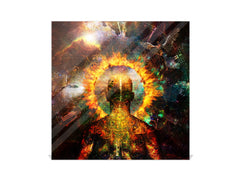 Wall Mounted Key Holder and Magnetic Dry-Erase Glass Board KN13 Abstract Graphics Series: Ring of fire