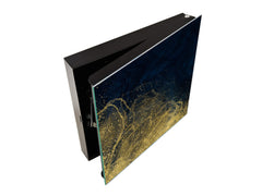 Decorative Key Box with Magnetic Glass Dry-Erase Board KN08 Golden Waves Series: Wave of glitter