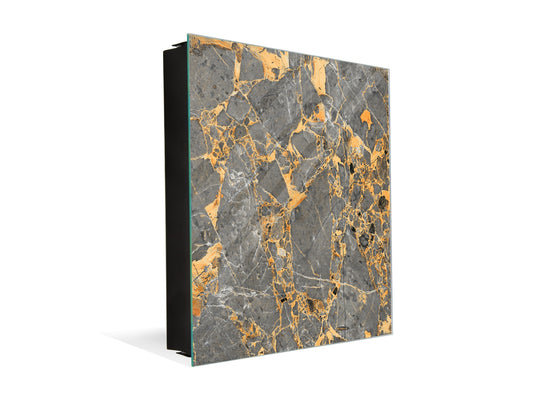 Concept Crystal Key Lock Box Storage Holder and and Magnetic Whiteboard KN02 Marbles 2 Series: Agate interwoven with gold