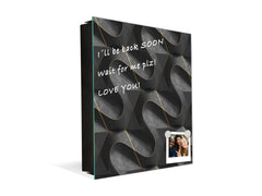 Key Cabinet Storage Box with Frameless Glass White Board KN10 Decorative Surfaces Series: Black waves