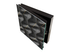 Key Cabinet Storage Box with Frameless Glass White Board KN10 Decorative Surfaces Series: Black waves