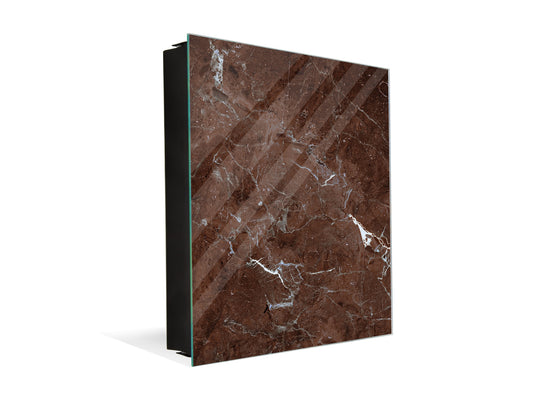 Concept Crystal Key Lock Box Storage Holder and and Magnetic Whiteboard KN02 Marbles 2 Series: Polished brown stone