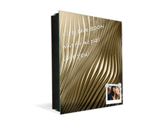 Decorative Key Box with Magnetic Glass Dry-Erase Board KN08 Golden Waves Series: Golden metal strips