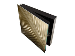 Decorative Key Box with Magnetic Glass Dry-Erase Board KN08 Golden Waves Series: Golden metal strips