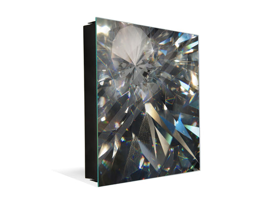Key Cabinet Storage Box with Frameless Glass White Board KN10 Decorative Surfaces Series: Diamond shapes