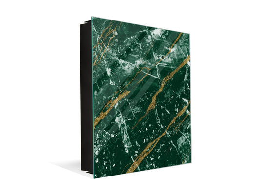 50 Key lock Box storage holder with Decorative front glass panel KN01 Marbles 1 Series: Green marble with golden veins 1