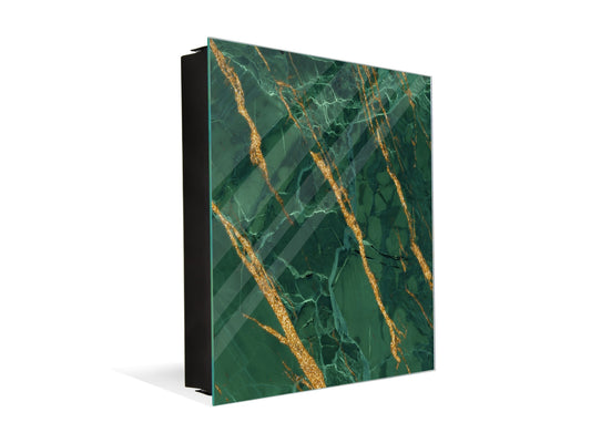 50 Key lock Box storage holder with Decorative front glass panel KN01 Marbles 1 Series: Green marble with golden veins 2