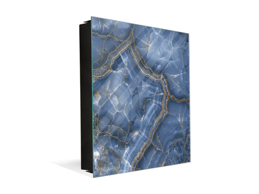 50 Key lock Box storage holder with Decorative front glass panel KN01 Marbles 1 Series: Blue marble with light reflections