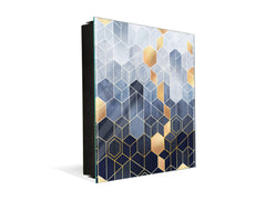 50 Keys Cabinet with Decorative Front Panel and Glass White Board KN06: Textures and tiles 2 Series: Golden-blue geometric abstraction