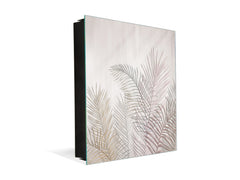 Decorative key Storage Cabinet with Glass White Board KN07: Tropical palm leaves