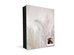 Decorative key Storage Cabinet with Glass White Board KN07: Tropical palm leaves