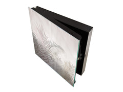 Decorative key Storage Cabinet with Glass White Board KN07: Tropical palm leaves