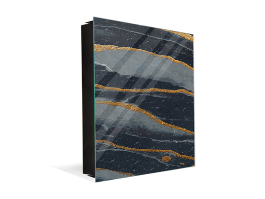 Concept Crystal Wall Mount Key Box together with Decorative Dry Erase Board KN03 Colourful abstractions Series: Dark-blue marble