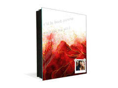 50 Key lock Box storage holder with Decorative front glass panel KN01 Marbles 1 Series: Red marble leaves