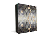 50 Keys Cabinet with Decorative Front Panel and Glass White Board KN06: Textures and tiles 2 Series: Golden-black geometric abstraction
