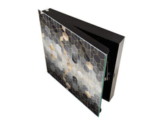 50 Keys Cabinet with Decorative Front Panel and Glass White Board KN06: Textures and tiles 2 Series: Golden-black geometric abstraction