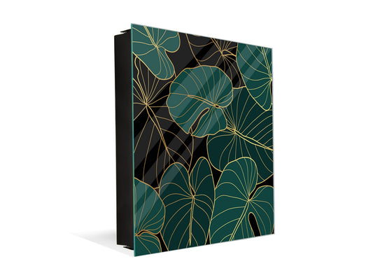 Decorative Key Organizer with Magnetic Surface Dry-Erase Board KN11 Tropical Leaves Series: Art deco wallpaper 1