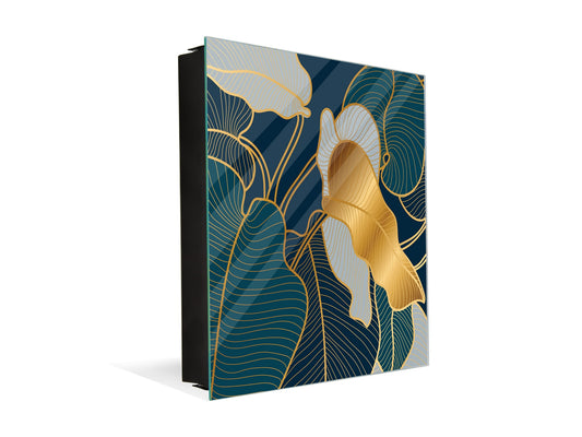 Decorative Key Organizer with Magnetic Surface Dry-Erase Board KN11 Tropical Leaves Series: Art deco wallpaper 2