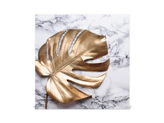 Decorative Key Organizer with Magnetic Surface Dry-Erase Board KN11 Tropical Leaves Series: Golden leaf on marble