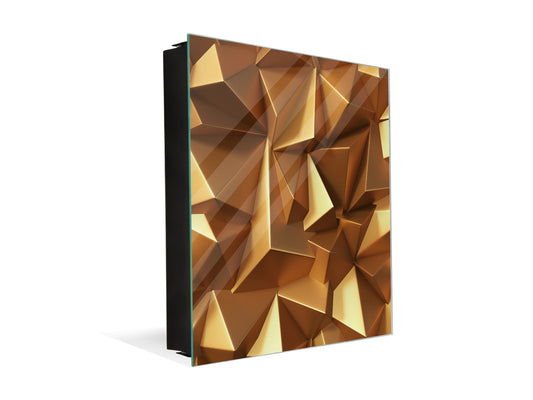 Decorative Key Box with Magnetic Glass Dry-Erase Board KN08 Golden Waves Series: Golden crystals