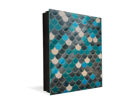 50 Keys Cabinet with Decorative Front Panel and Glass White Board KN06: Textures and tiles 2 Series: Fish scales pattern