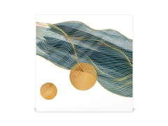 Decorative key Storage Cabinet with Glass White Board KN07: Gold abstract lines