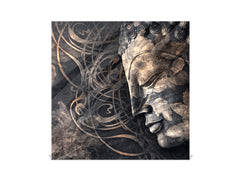 Wall Mounted Key Holder and Magnetic Dry-Erase Glass Board KN13 Abstract Graphics Series: Buddha digital art