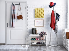 Key Cabinet Storage Box with Frameless Glass White Board KN10 Decorative Surfaces Series: Golden leather upholstery 1