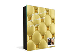 Key Cabinet Storage Box with Frameless Glass White Board KN10 Decorative Surfaces Series: Golden leather upholstery 1