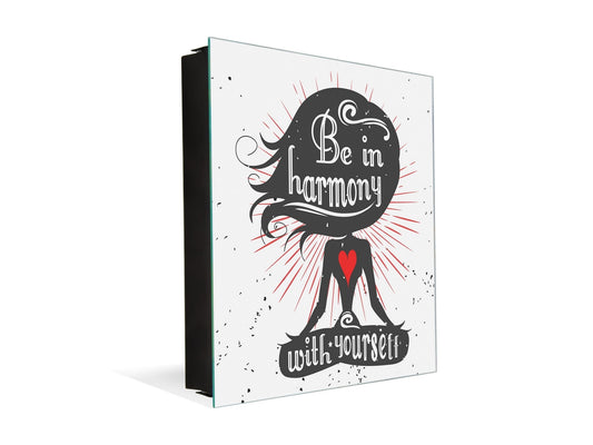 Tableau en verre avec surface magnétique et cadre pour clés K16 Doodle textes Être en harmonie